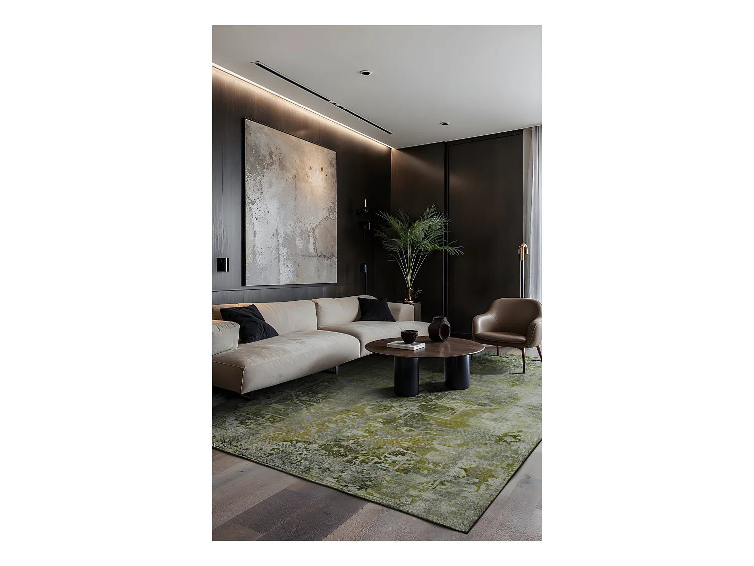 Tapis - Collection Heris Beneffito - Olive - Tapis - Vert - 170x240cm - Tapis à Motifs, Finition Artisanale, Tissage en Belgique - Tapis de Moderne de qualité