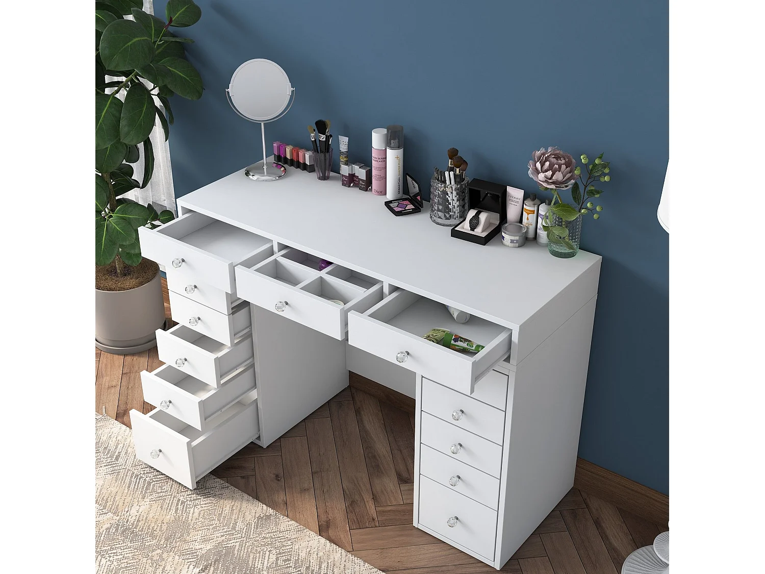 Tocador Asheboro 100, Blanco, 82x120x45cm