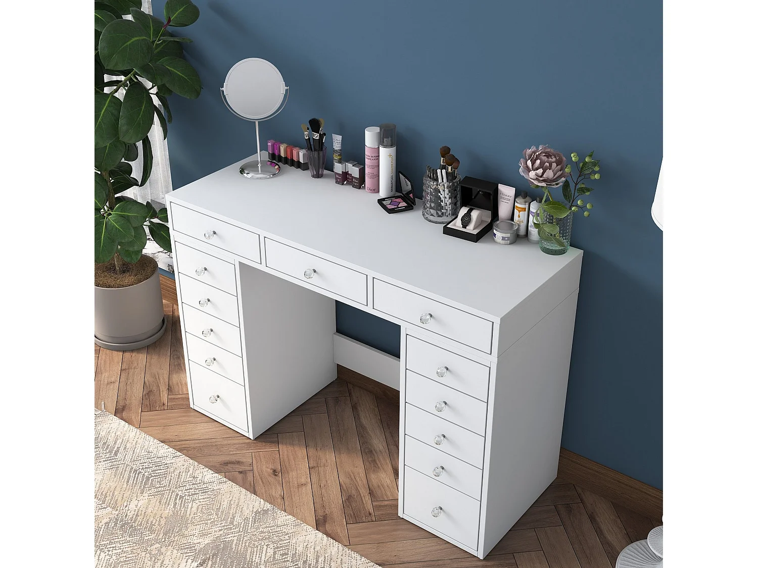 Tocador Asheboro 100, Blanco, 82x120x45cm