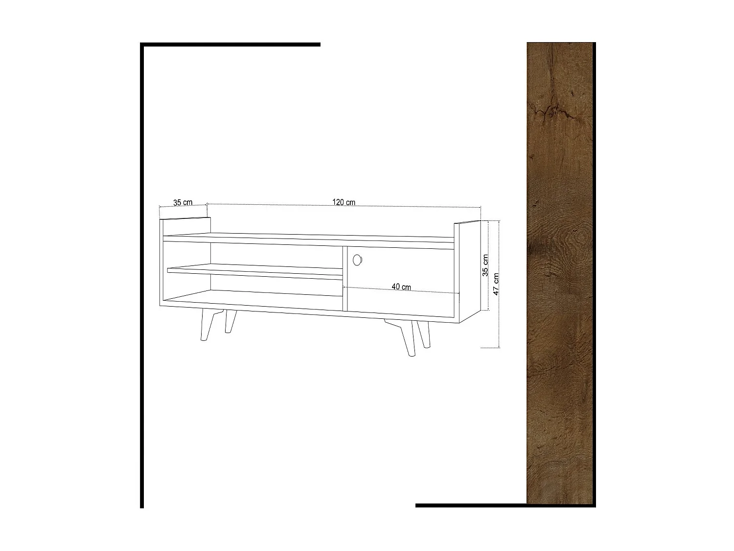 TV-Ständer – 120 cm x 47 cm x 35 cm – Eiche und Weiß – Spanplatte
