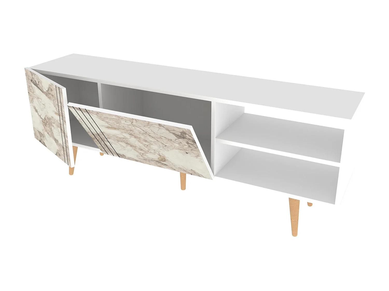 Moderne tv-standaard, 160 cm, antraciet en wit, 100% melamine gecoate spaanplaat, 18 mm dik | Elegant design voor woonkamers en entertainmentruimtes