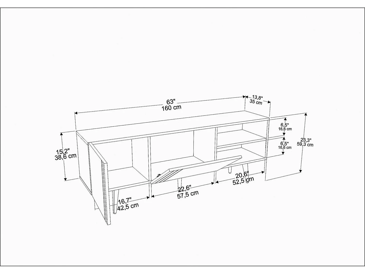 Moderne tv-standaard, 160 cm, antraciet en wit, 100% melamine gecoate spaanplaat, 18 mm dik | Elegant design voor woonkamers en entertainmentruimtes
