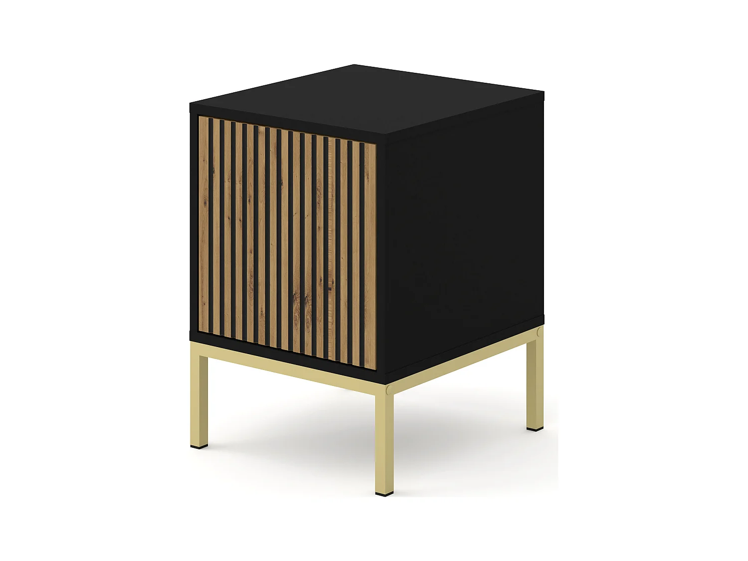 Nachttisch RAVENNA F 41x40 cm - bürocontainer - Schwarz Matt / Artisan Eiche