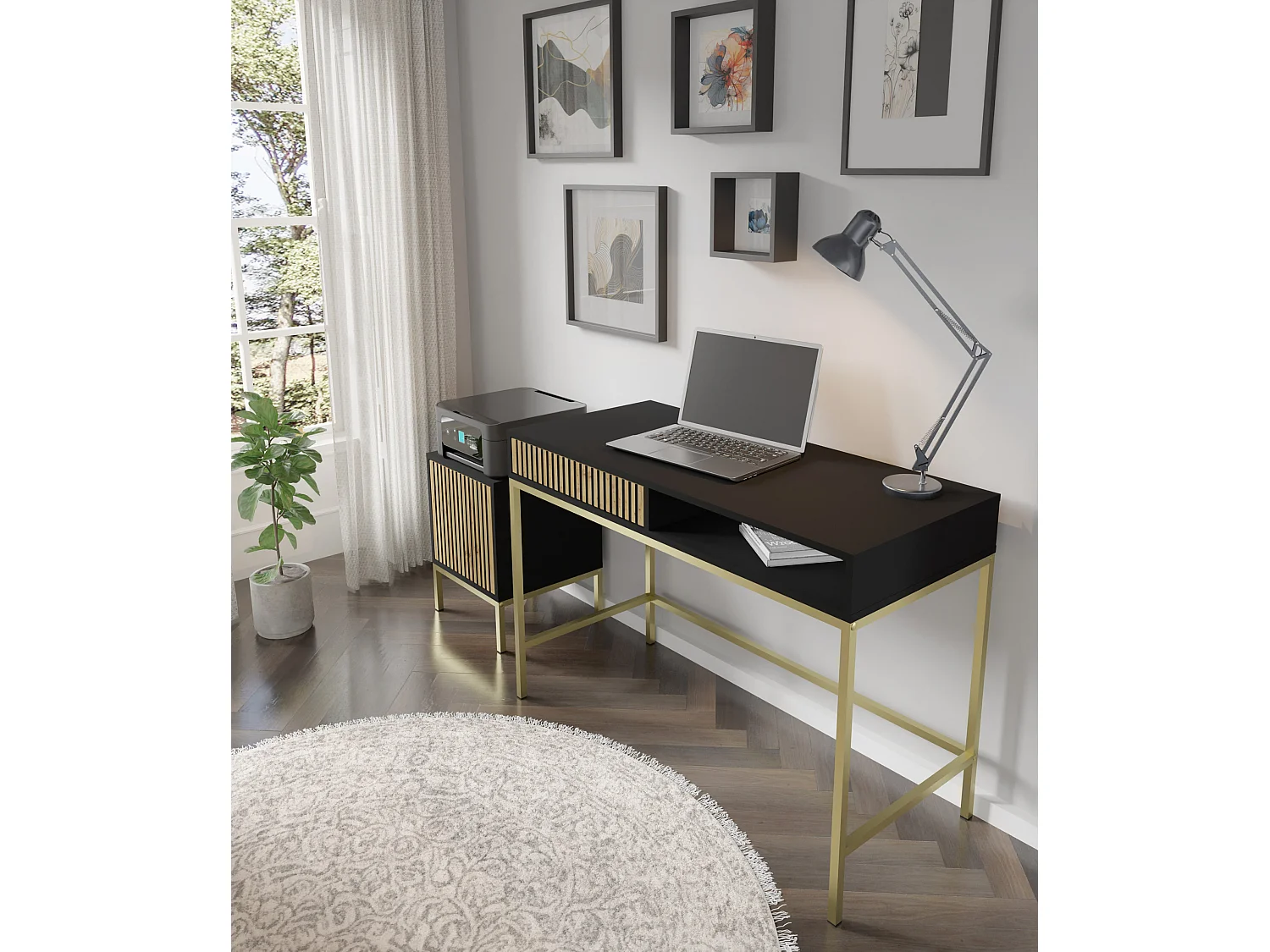 Nachttisch RAVENNA F 41x40 cm - bürocontainer - Schwarz Matt / Artisan Eiche