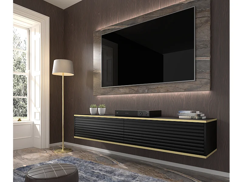 TV-Schrank hängend SUBI 180 cm Schwarz Matt