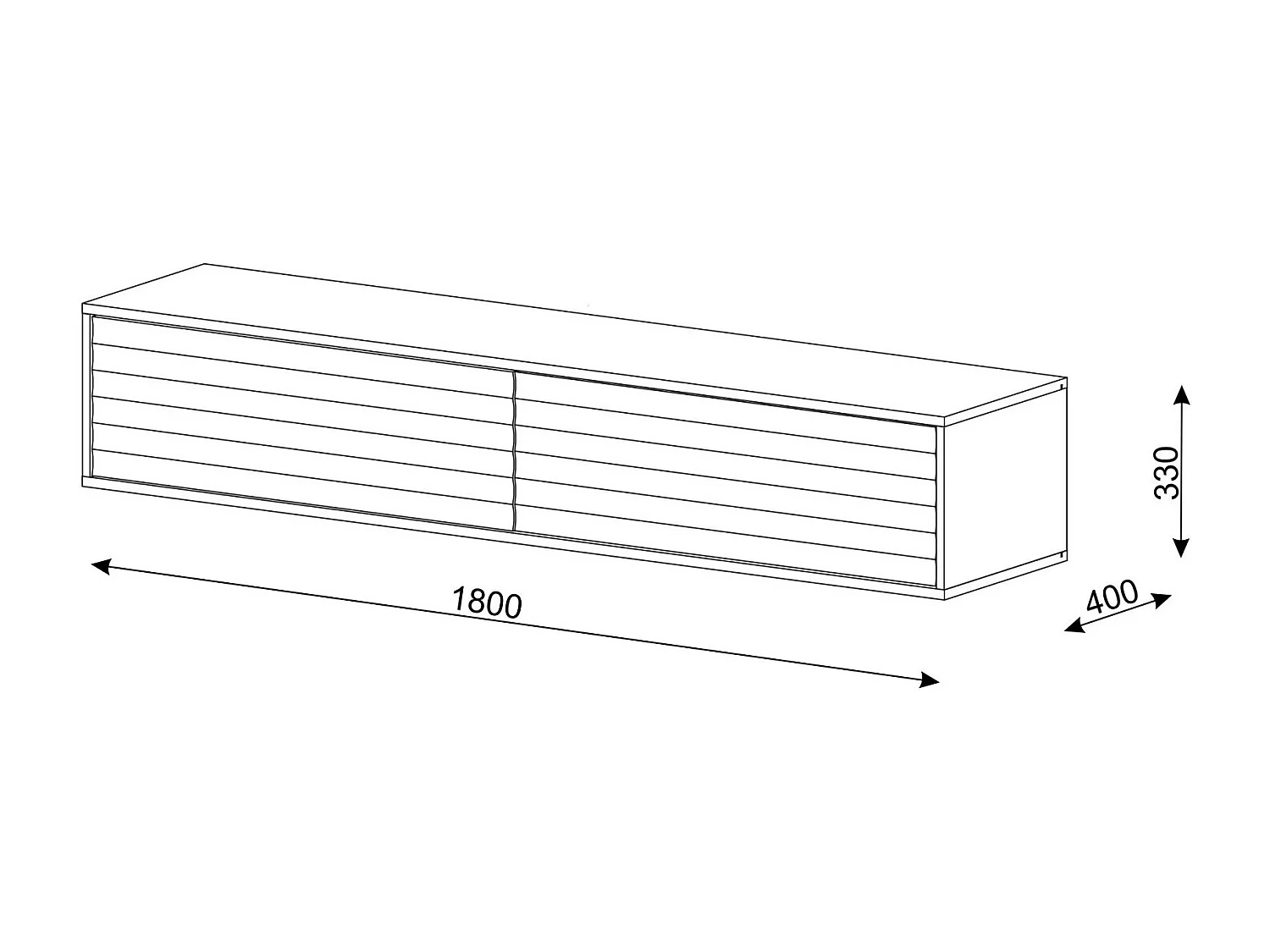 TV-Schrank hängend WABI 180 cm Schwarz Matt