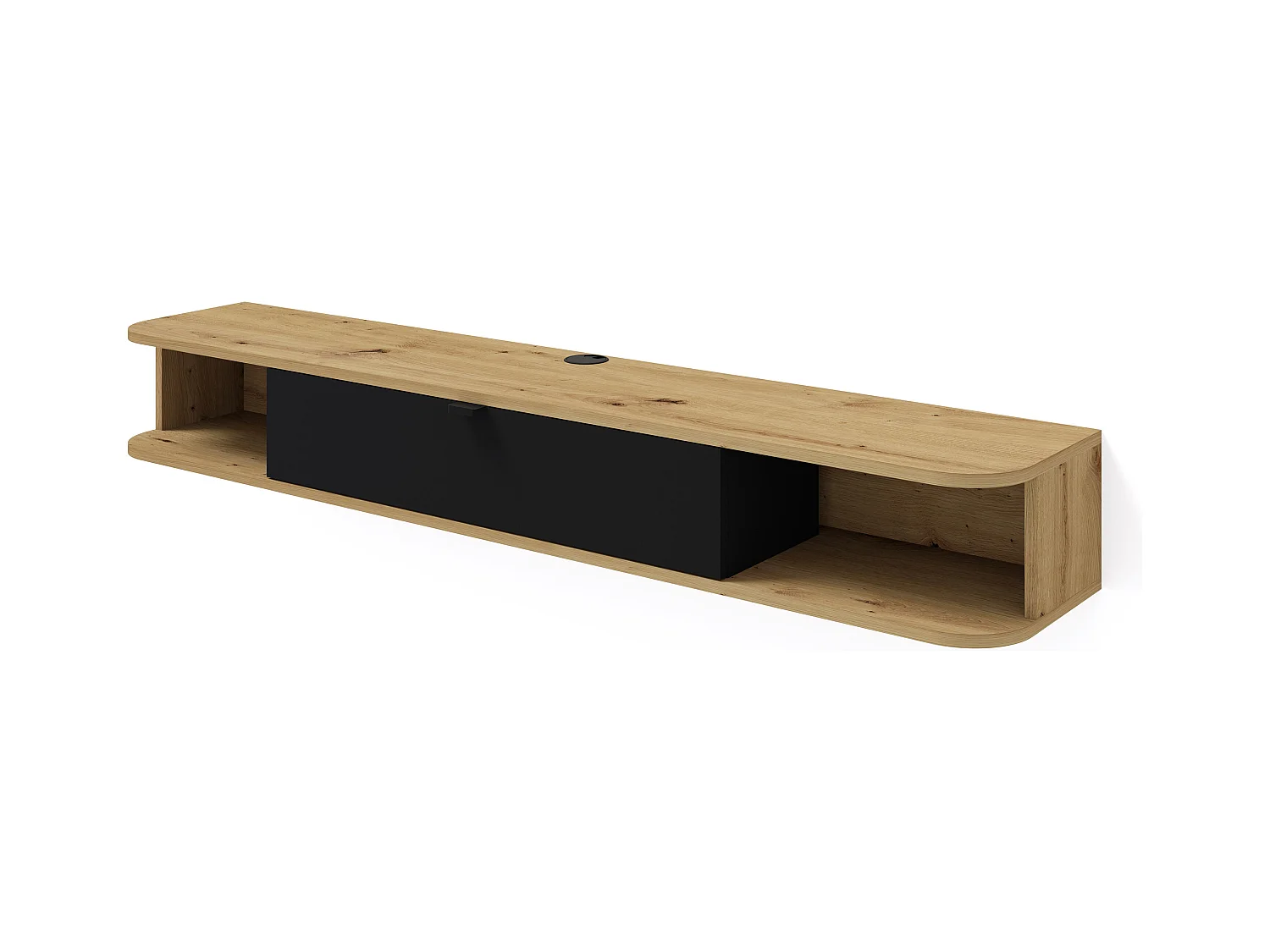 Meuble TV suspendu ICARUS 156 cm chêne artisan / noir mat