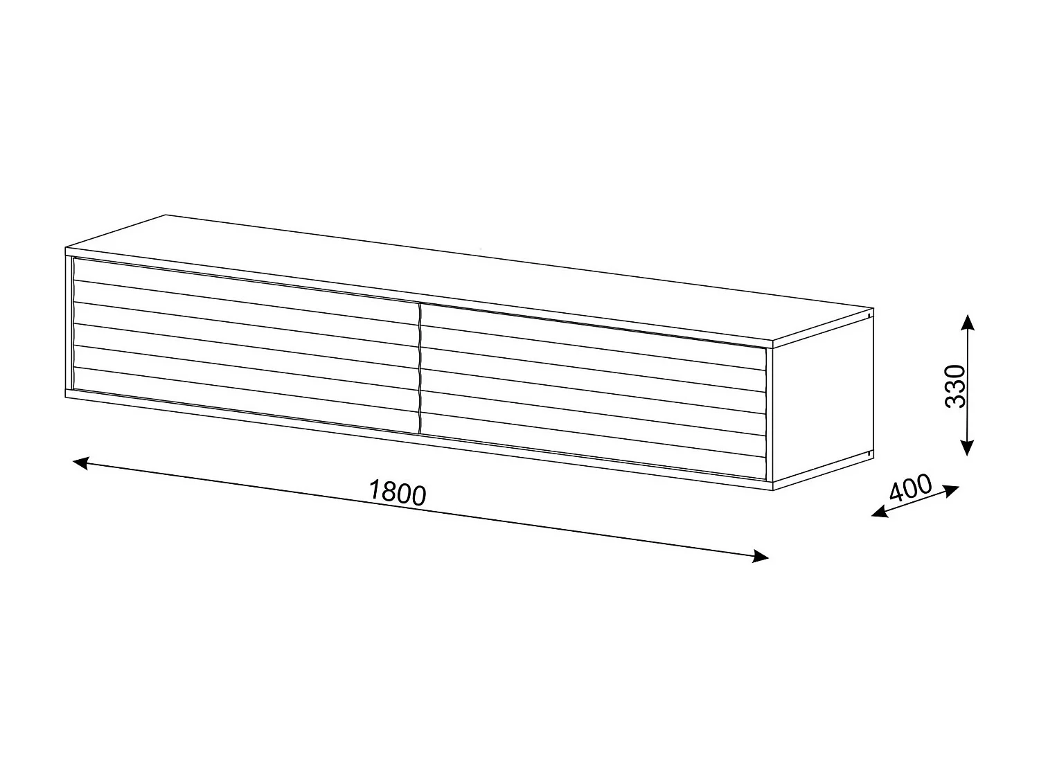 TV-Schrank hängend WABI 180 cm Weiß Matt