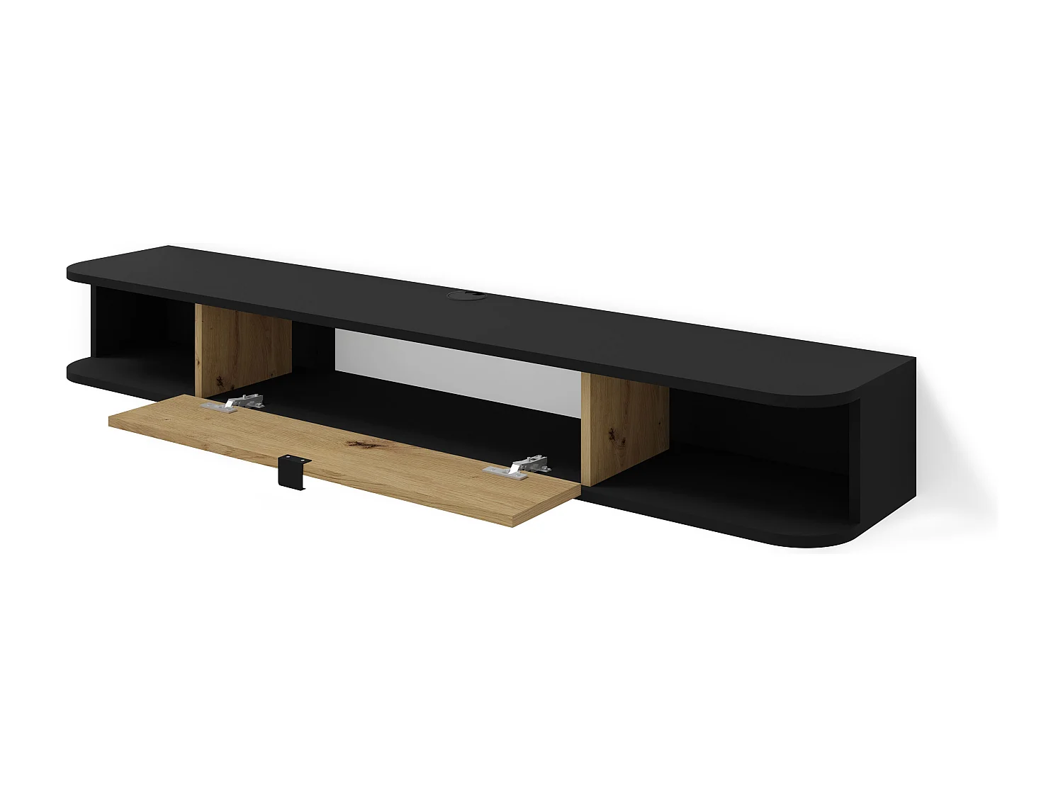 TV-Schrank hängend ICARUS 156 cm Schwarz Matt / Artisan Eiche