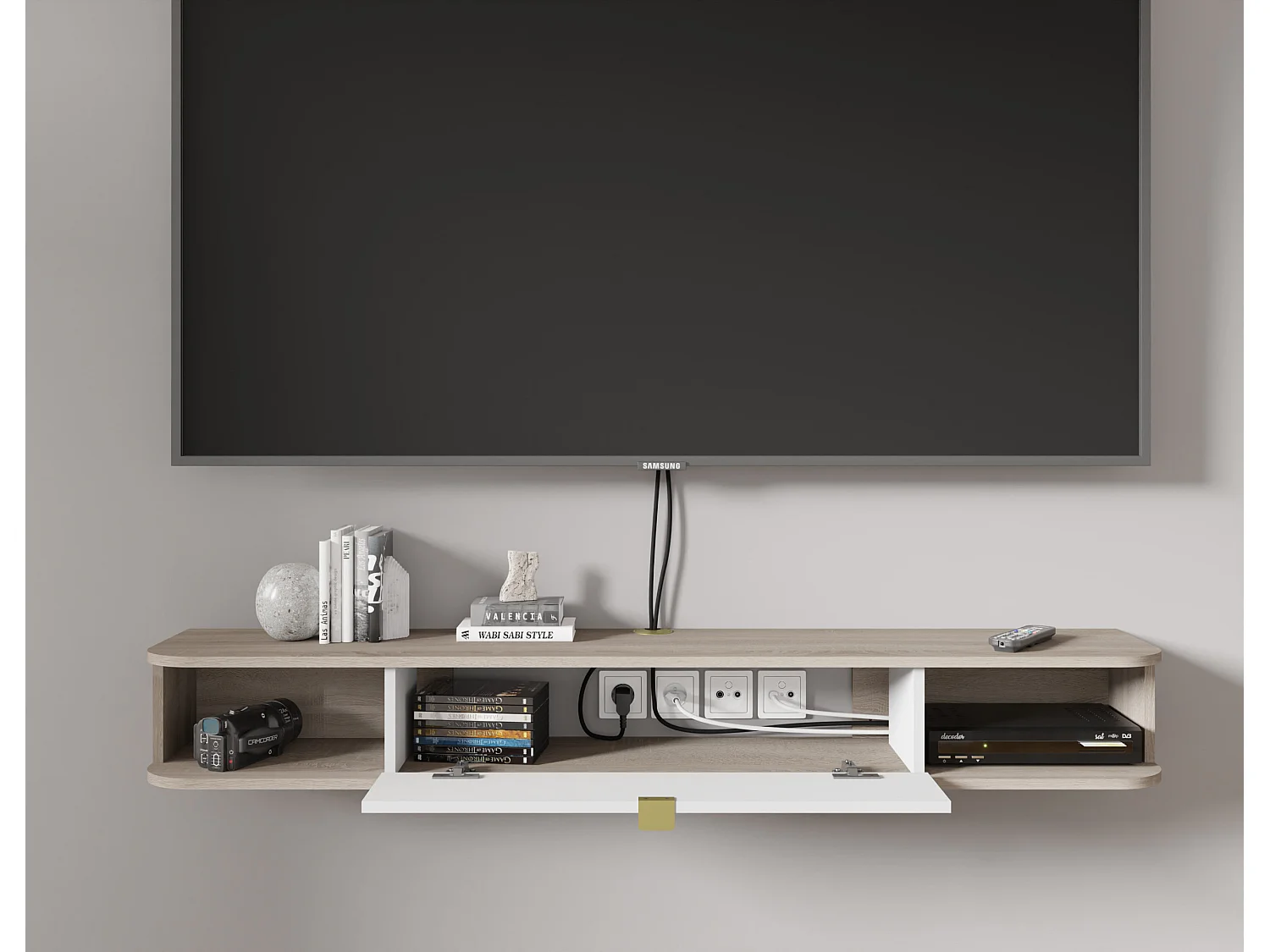 Mueble de TV suspendido ICARUS 156 cm roble sonoma / blanco mate