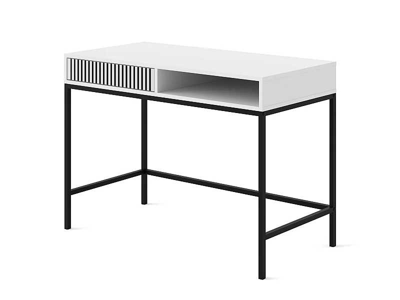 Toeletta Ravenna F 112x50 cm consolle - con cassetto - bianco opaco / nero opaco