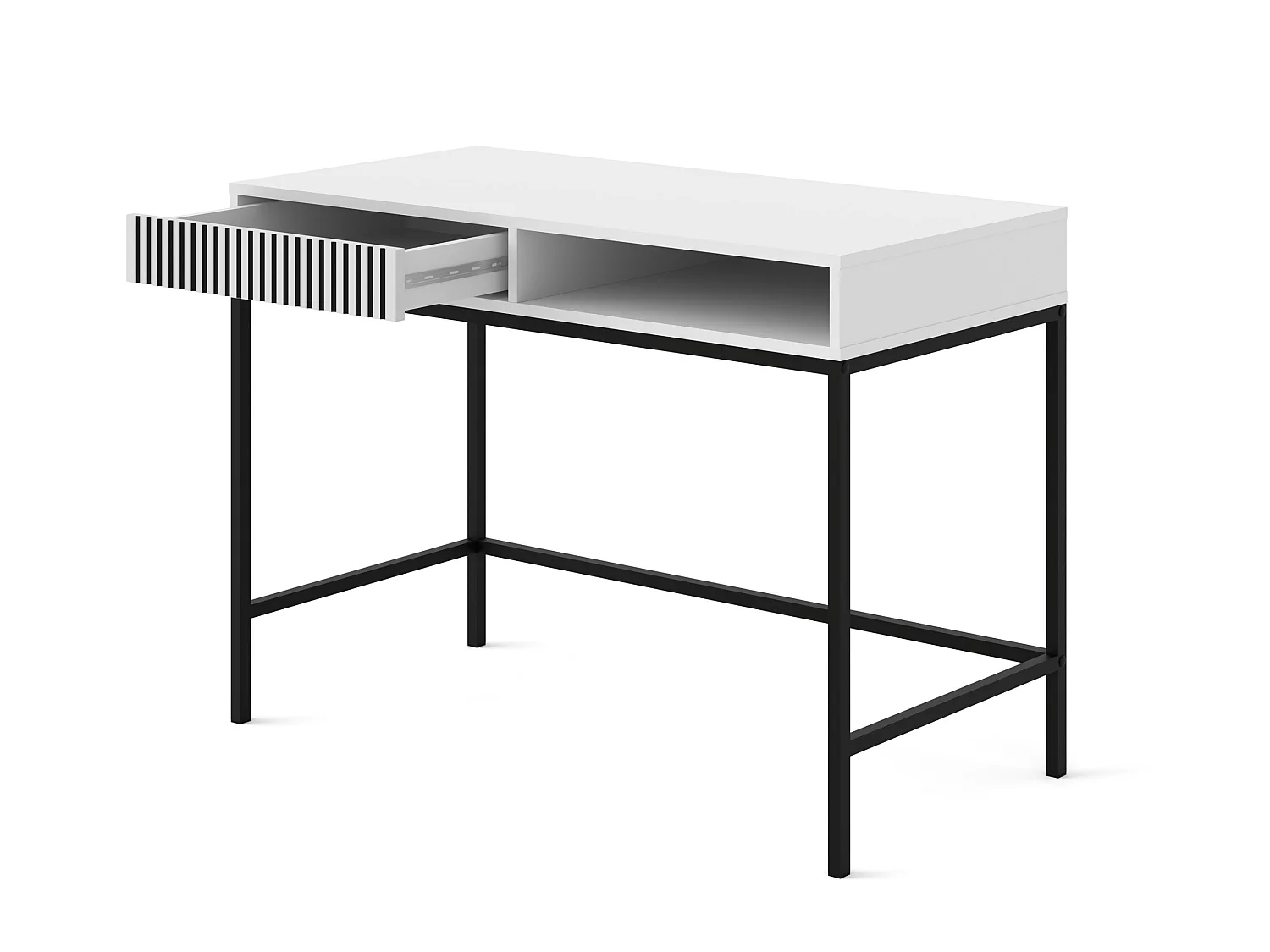 Tocador RAVENNA F 112x50 cm consola - con cajón - blanco mate / negro mate
