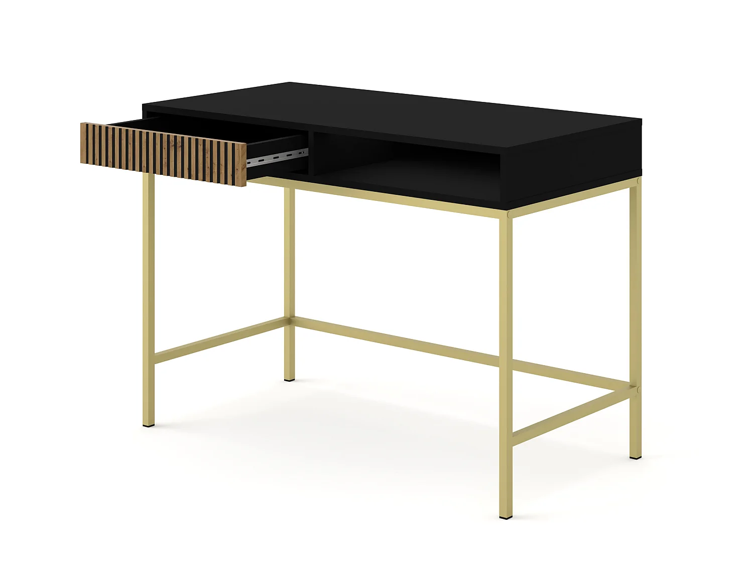 Toeletta Ravenna F 112x50 cm consolle - con cassetto - nero opaco / quercia artigianale