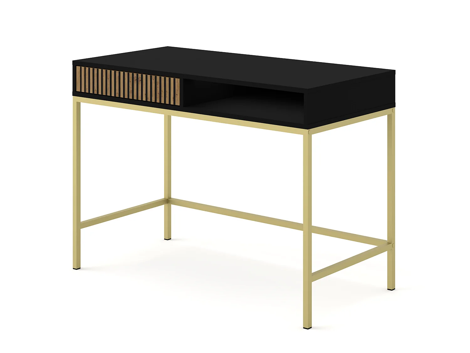 Frisiertisch RAVENNA F 112x50 cm Konsole - mit Schublade - Schwarz Matt / Artisan Eiche