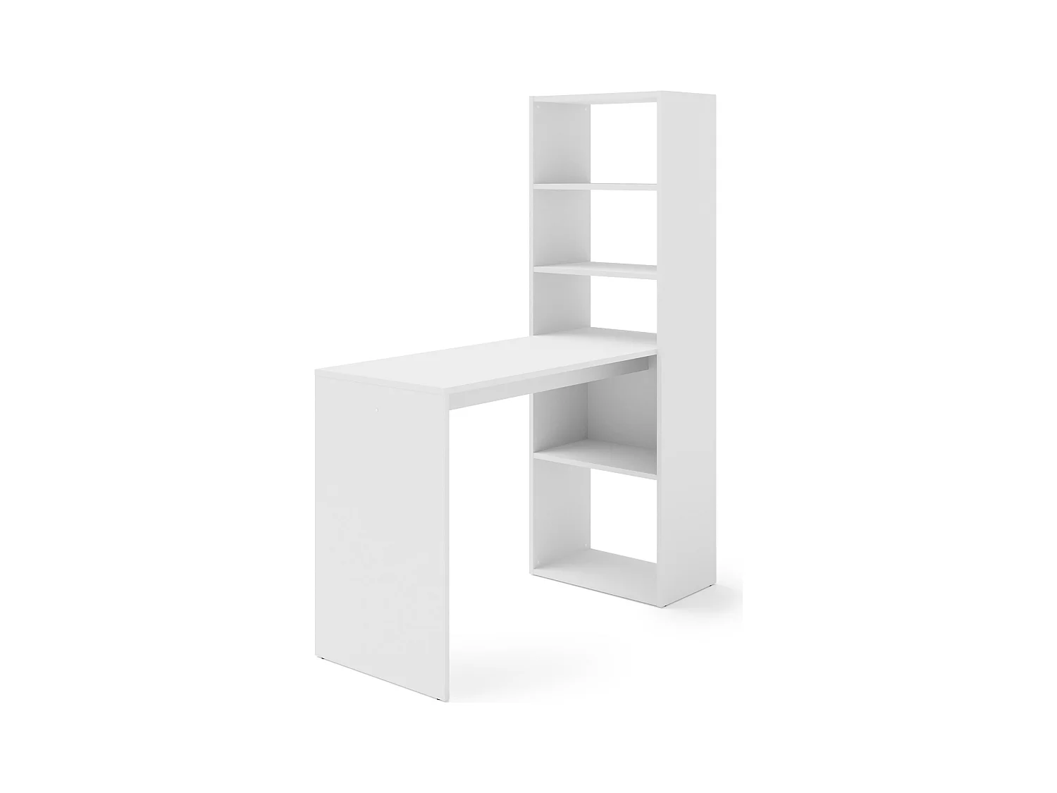 Bureau HARMONY 120 cm - bureau informatique - avec étagère - blanc mat