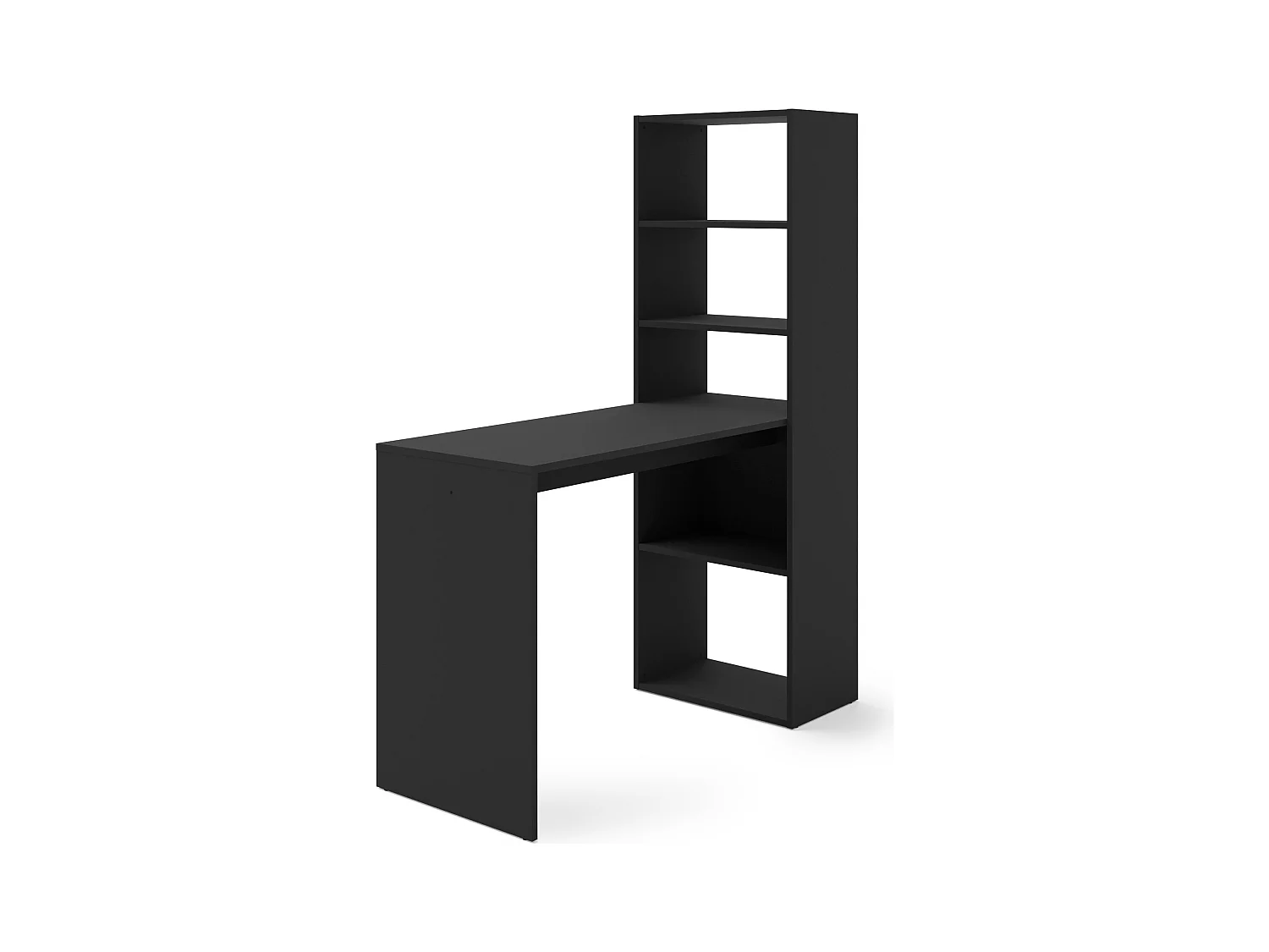 Bureau HARMONY 120 cm - bureau informatique - avec étagère - noir mat
