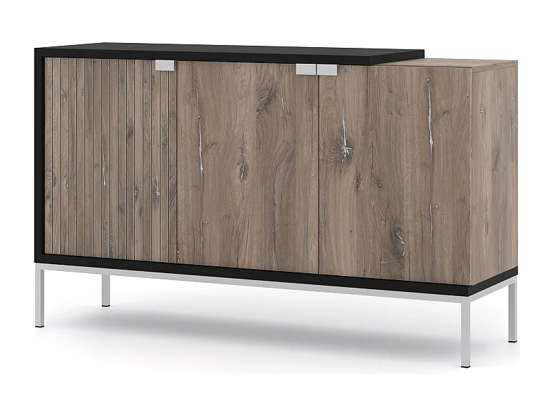 Cómoda TOLEDO 143 cm 3D roble flagstaff / negro mate