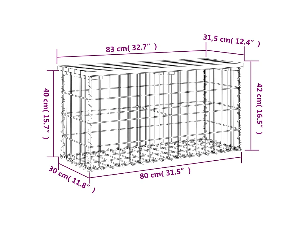 Tuinbank schanskorfontwerp 83x31,5x42 cm massief grenenhout
