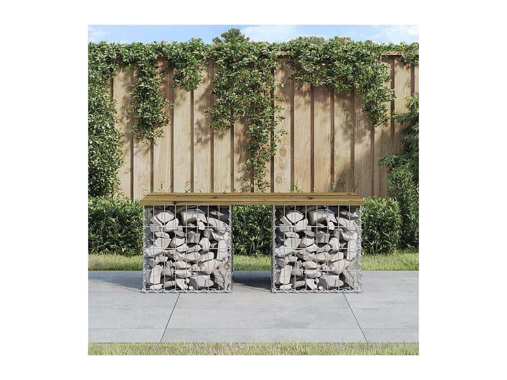Banc de jardin design gabion 103x44x42 cm bois de pin imprégné