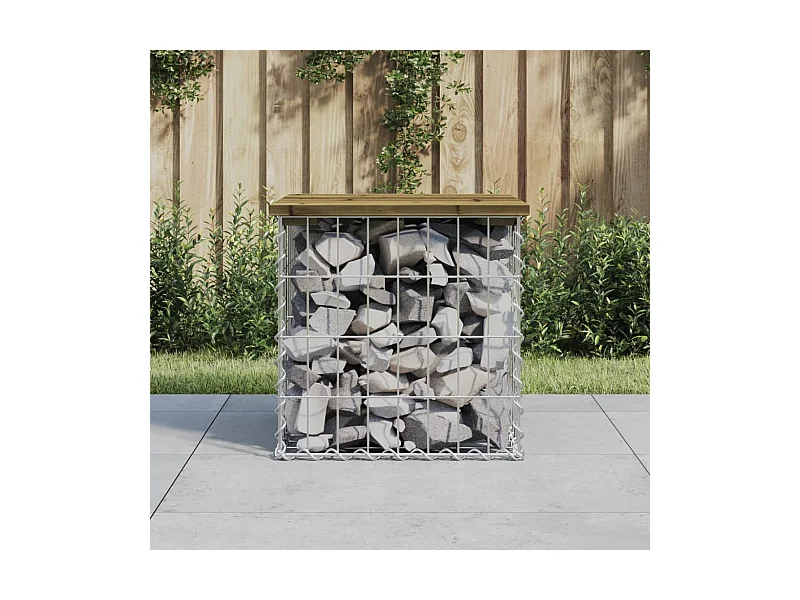 Gartenbank aus Gabionen 43x44x42 cm Kiefernholz Imprägniert