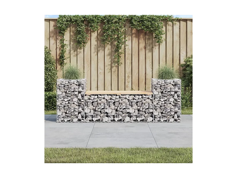 Banco de jardim c/ design gabião 183x41x60,5 cm pinho maciço