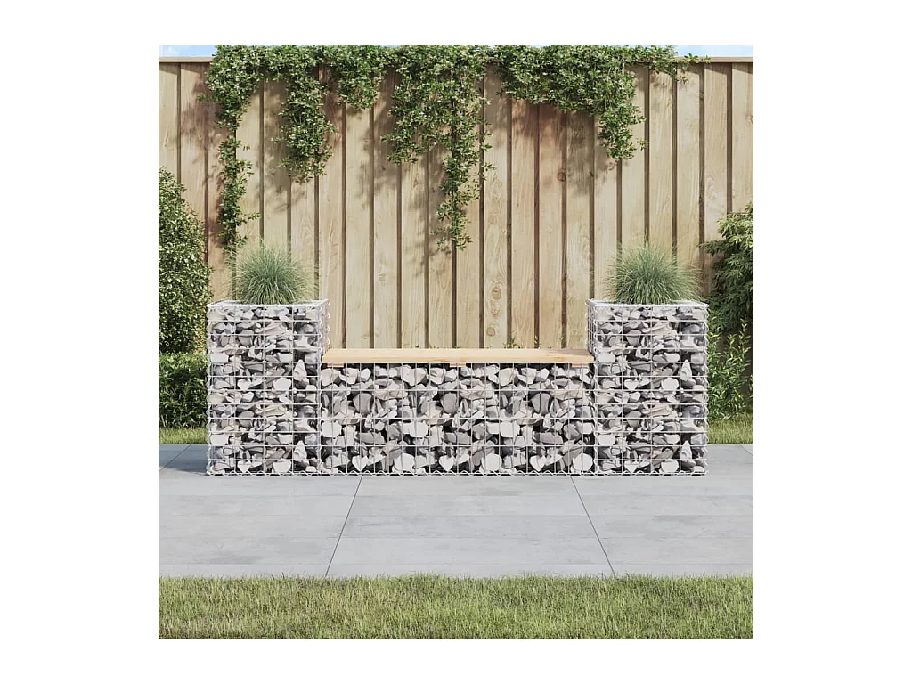 Banc de jardin design gabion 183x41x60,5 cm bois massif de pin