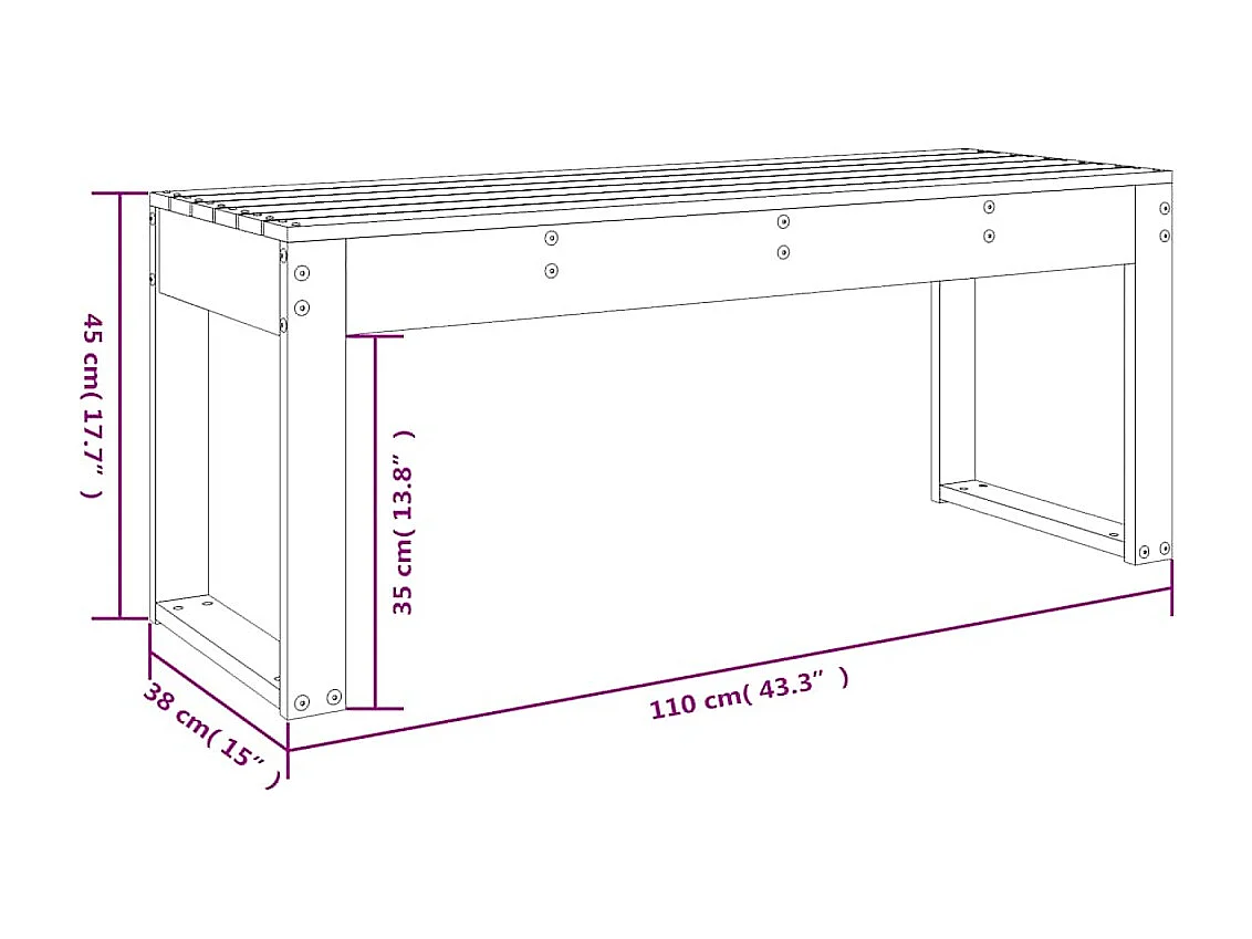 Banc de jardin 110x38x45 cm bois massif de pin