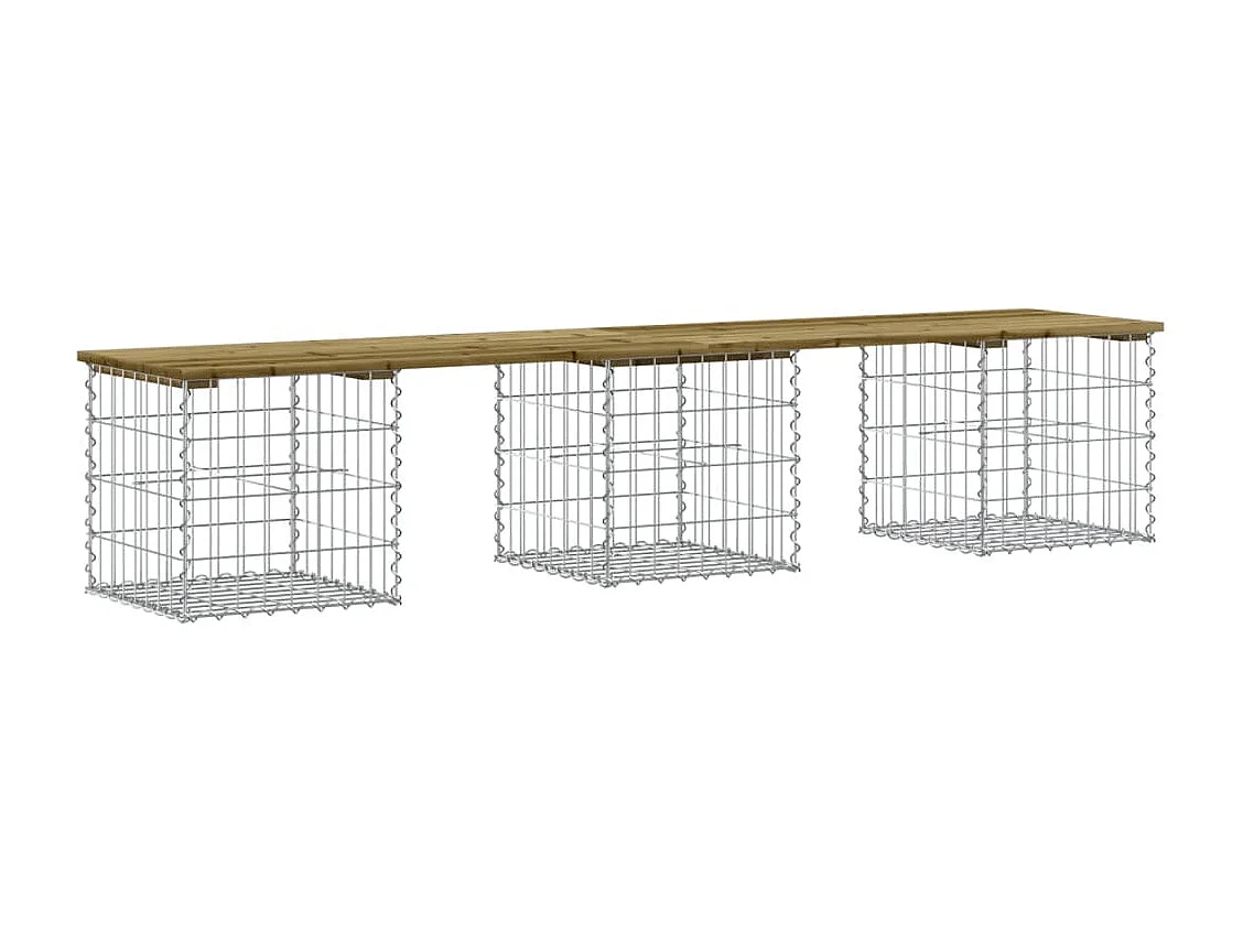 Panca da Giardino Design Gabbione 203x44x42 cm Pino Impregnato
