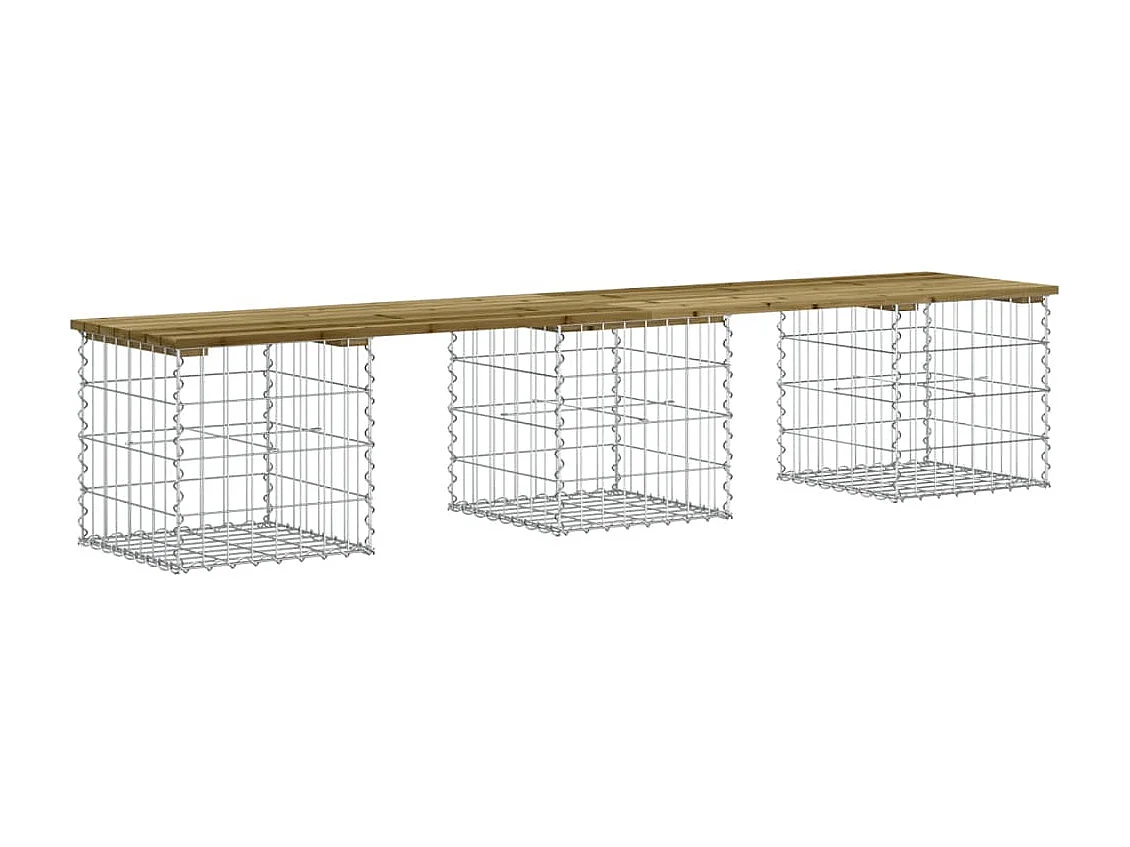 Panca da Giardino Design Gabbione 203x44x42 cm Pino Impregnato