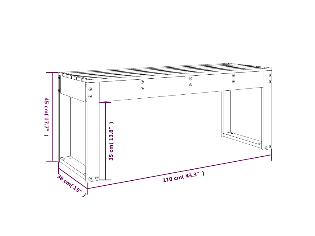 Banc de jardin marron miel 110x38x45 cm bois de pin massif