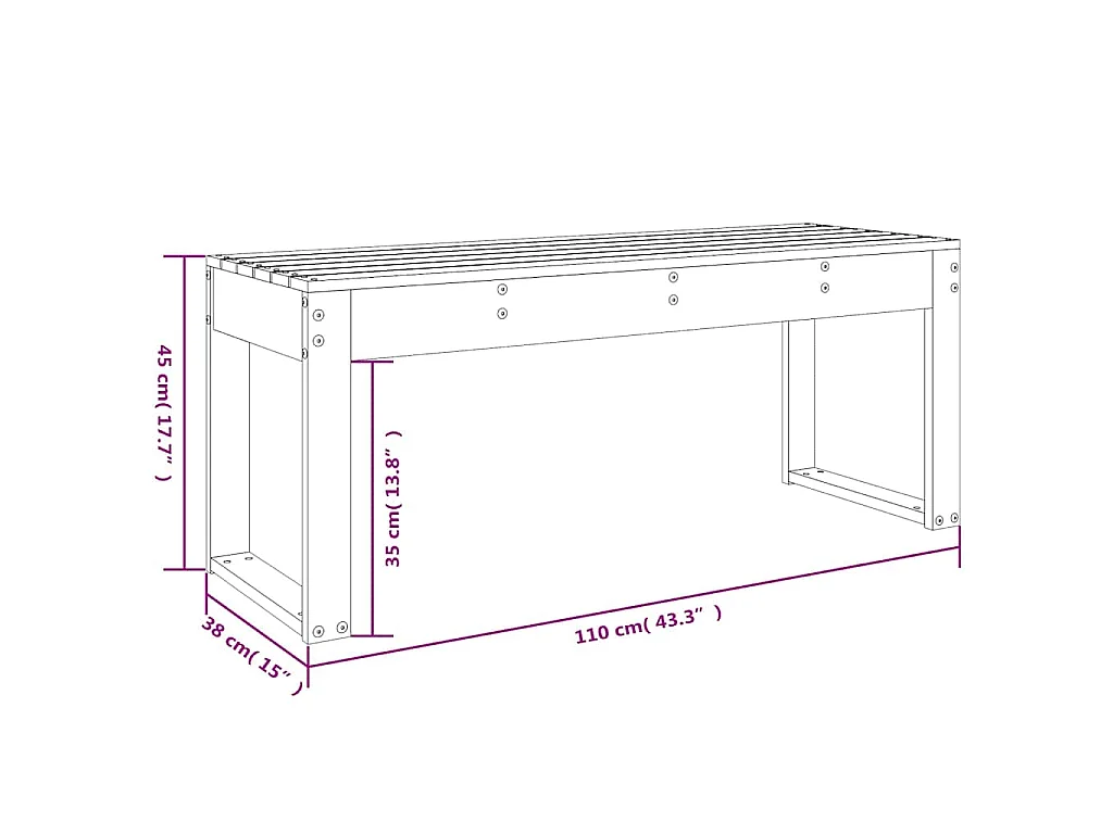 Panca da Giardino Ambra 110x38x45 cm Legno Massello di Pino