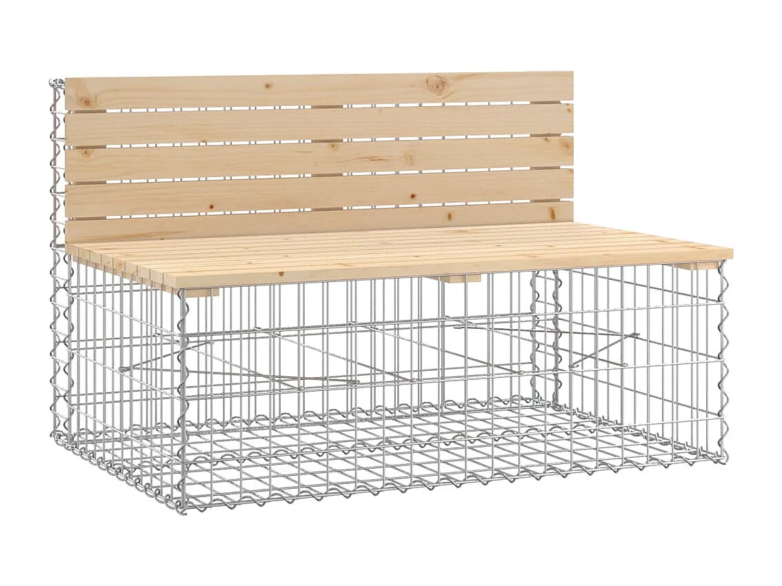 Gartenbank aus Gabionen 287x71x65,5 cm Massivholz Kiefer