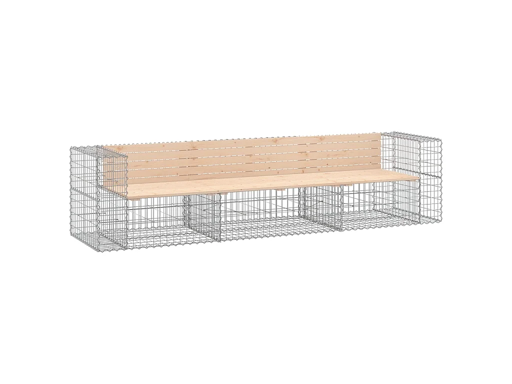 Gartenbank aus Gabionen 287x71x65,5 cm Massivholz Kiefer