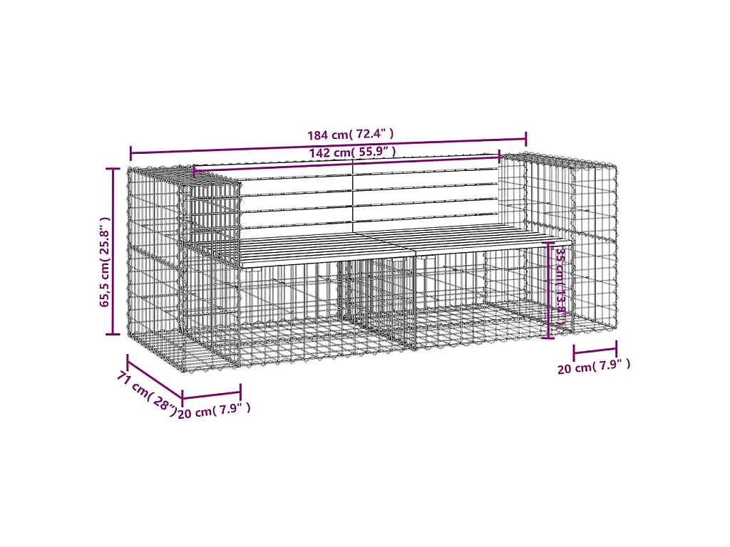 Tuinbank schanskorfontwerp 184x71x65,5 cm massief douglashout