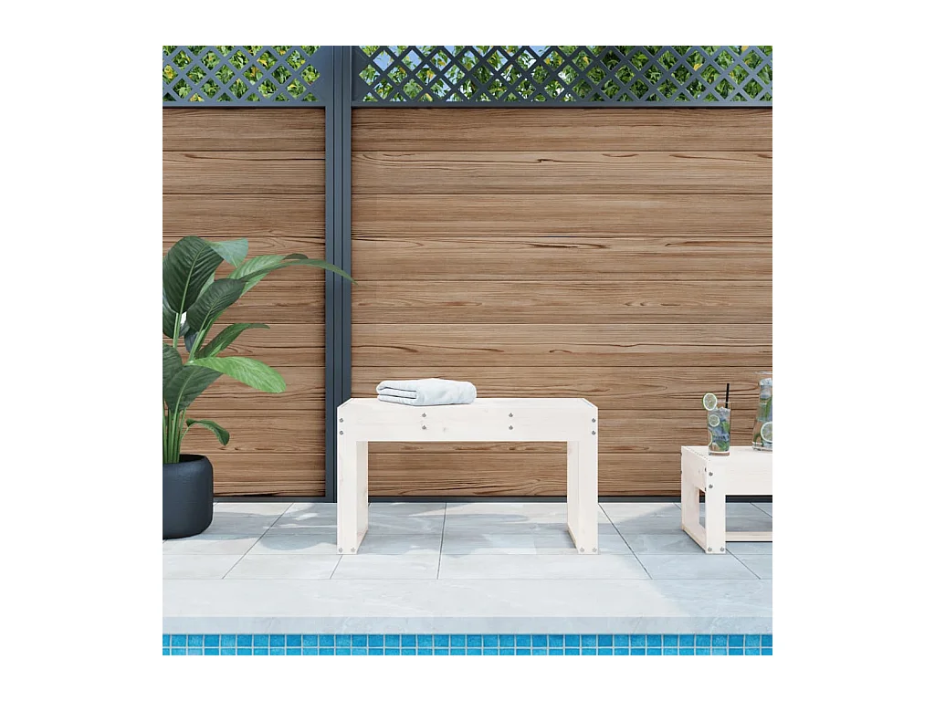 Banc de jardin blanc 80x38x45 cm bois massif de pin