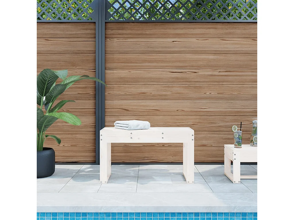 Banc de jardin blanc 80x38x45 cm bois massif de pin