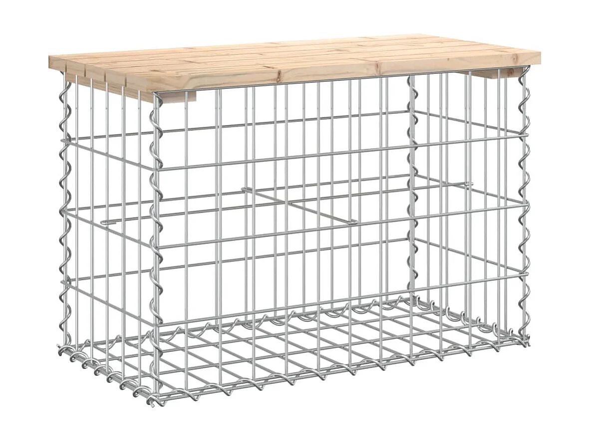 Gartenbank aus Gabionen 63x31,5x42 cm Massivholz Kiefer