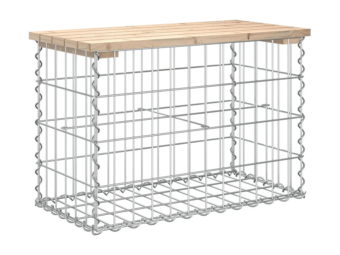 Gartenbank aus Gabionen 63x31,5x42 cm Massivholz Kiefer