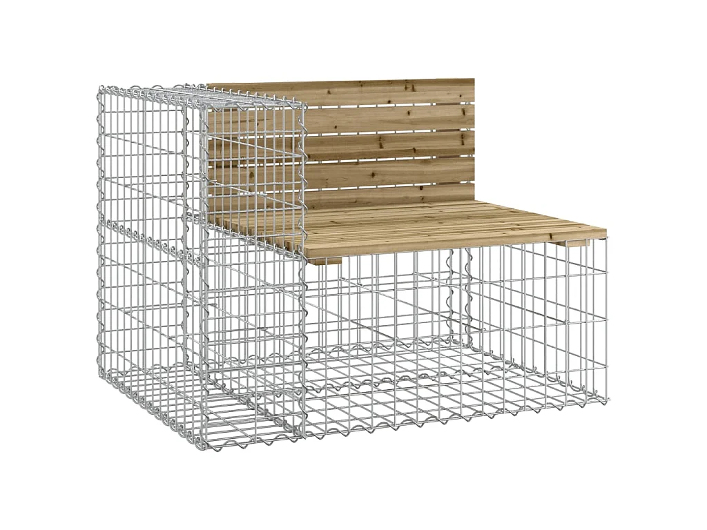 Banc de jardin design gabion 92x71x65,5cm bois de pin imprégné