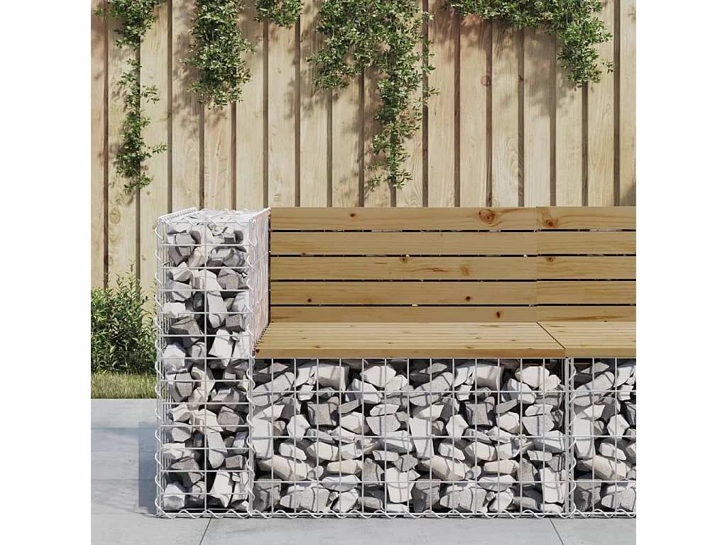 Banc de jardin design gabion 92x71x65,5cm bois de pin imprégné