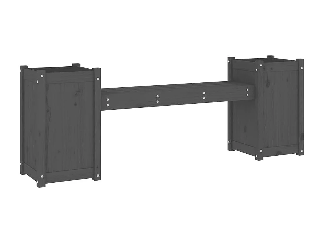 Banc avec jardinières gris 180x36x63 cm bois massif de pin