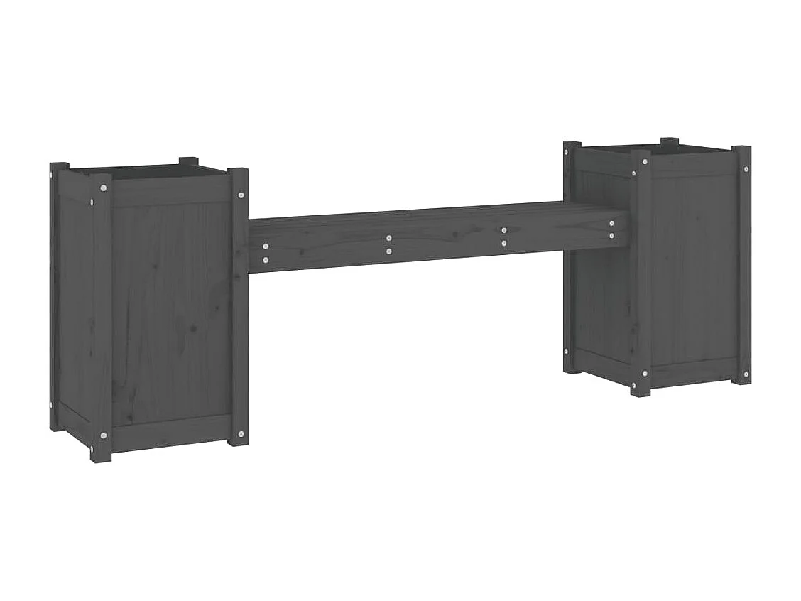 Banc avec jardinières gris 180x36x63 cm bois massif de pin