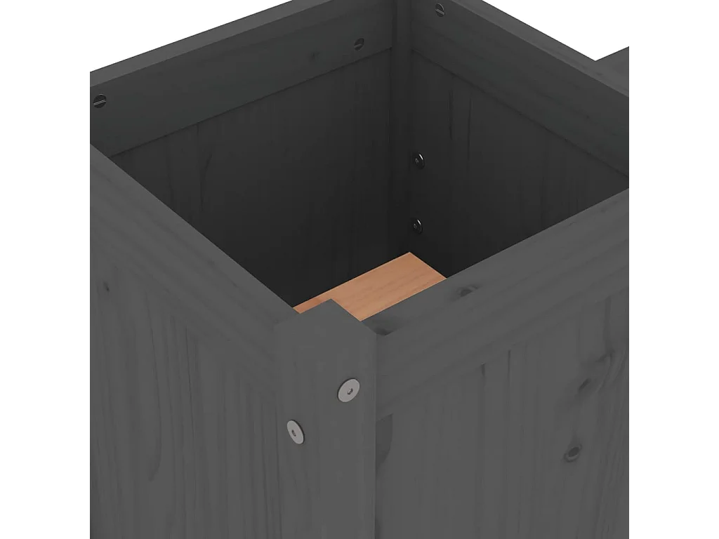 Banc avec jardinières gris 180x36x63 cm bois massif de pin