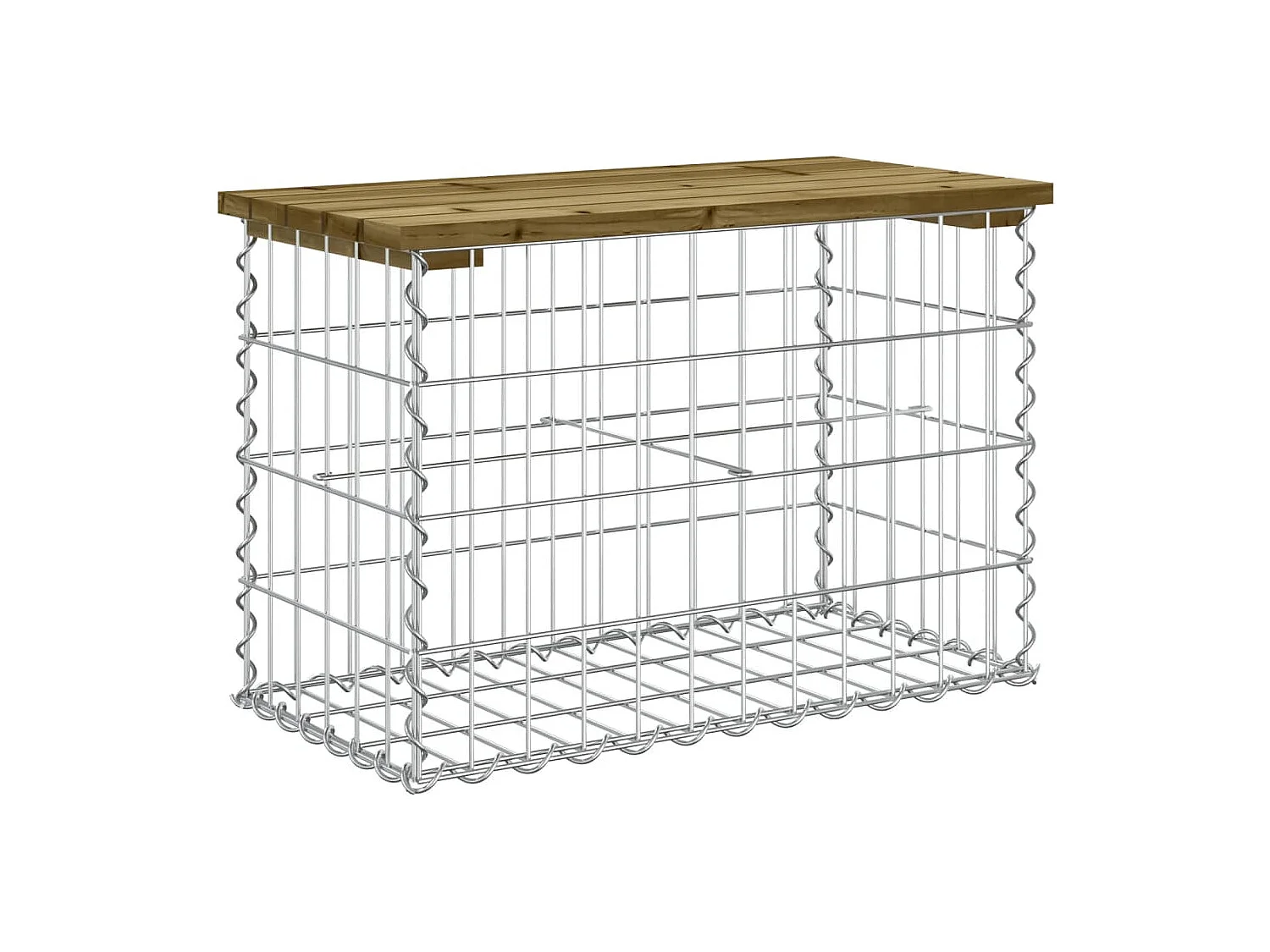 Banco de jardim c/ design gabião 63x31,5x42 cm pinho impregnado