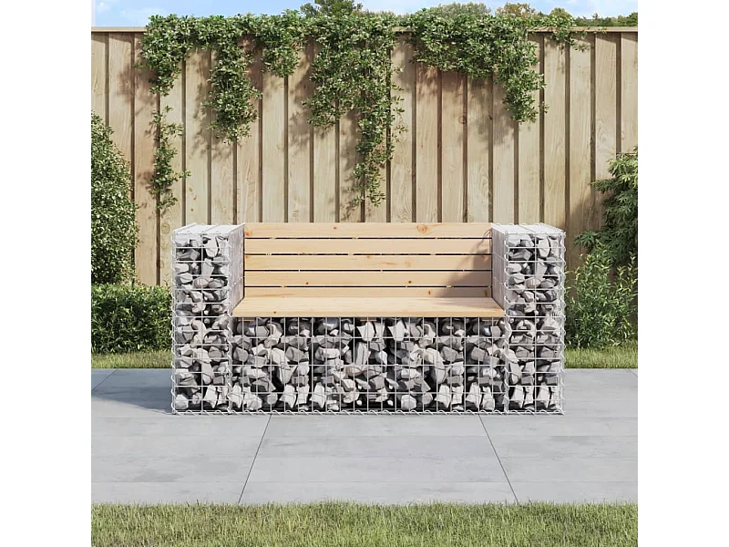 Banc de jardin design gabion 143x71x65,5 cm bois massif de pin