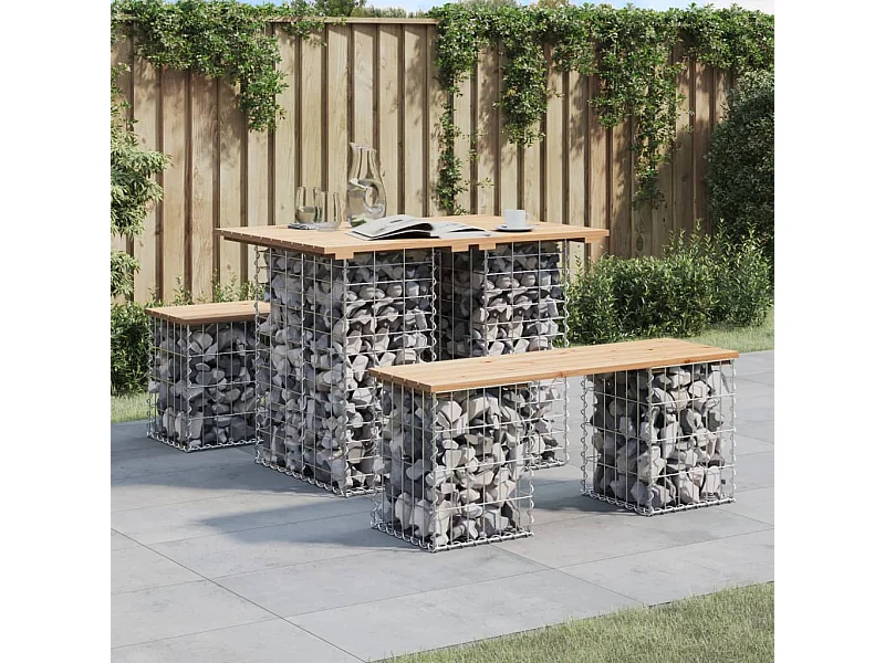 Table de jardin Gabion Design 100x70x72 cm Bois massif Pin