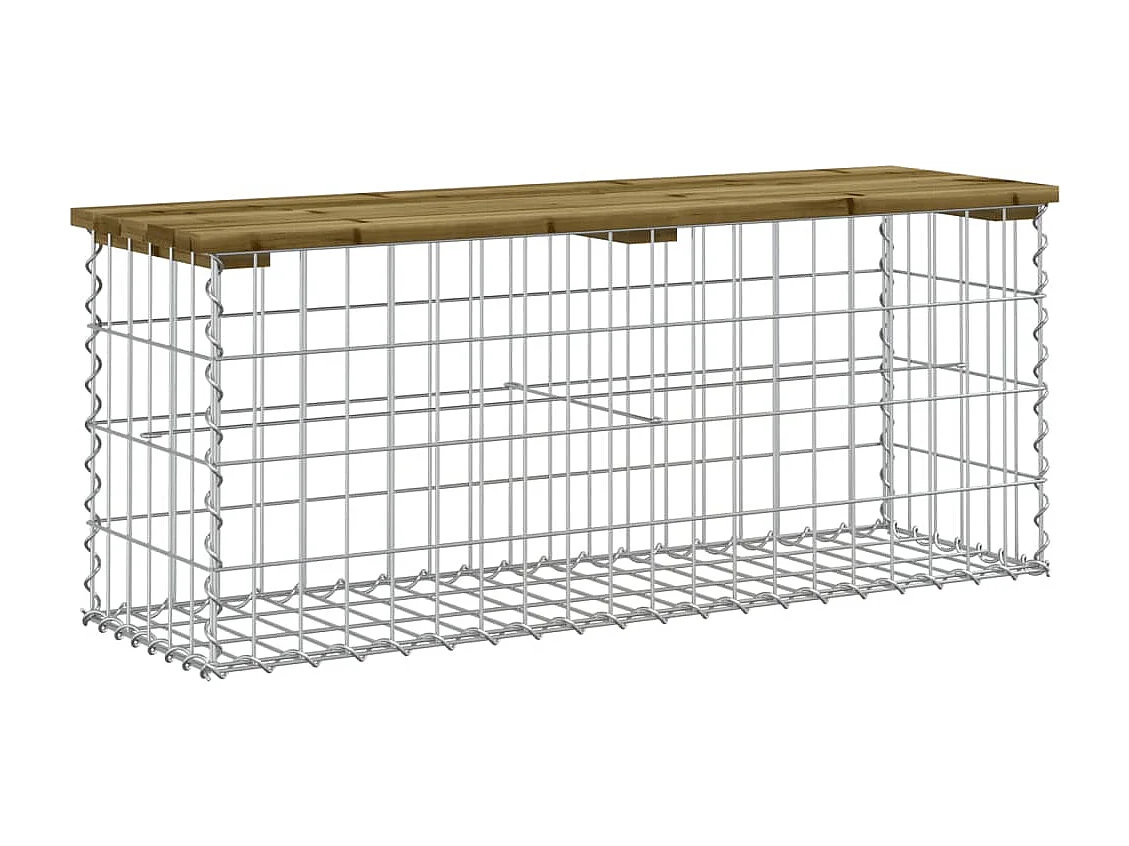 Panca da Giardino Design Gabbione 103x31,5x42cm Pino Impregnato