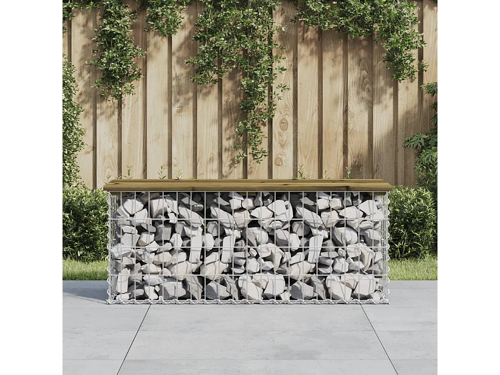 Panca da Giardino Design Gabbione 103x31,5x42cm Pino Impregnato