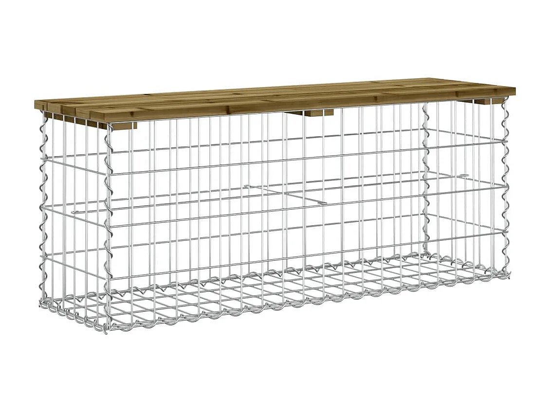 Panca da Giardino Design Gabbione 103x31,5x42cm Pino Impregnato