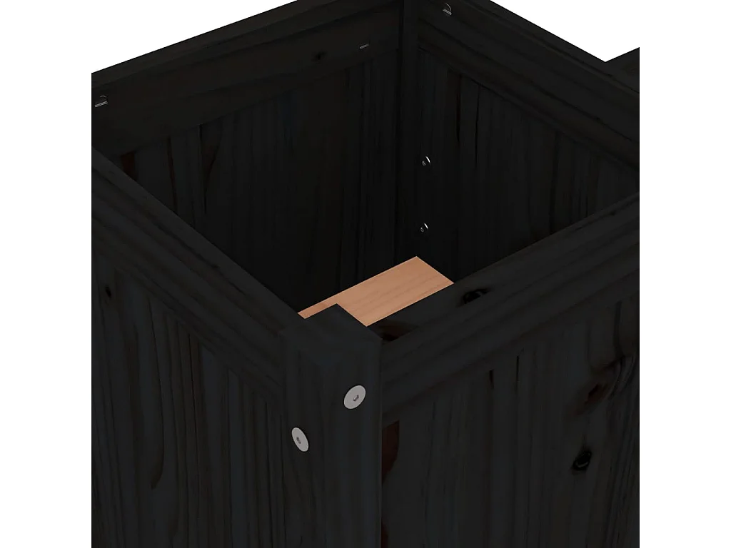 Banc avec jardinières noir 180x36x63 cm bois massif de pin